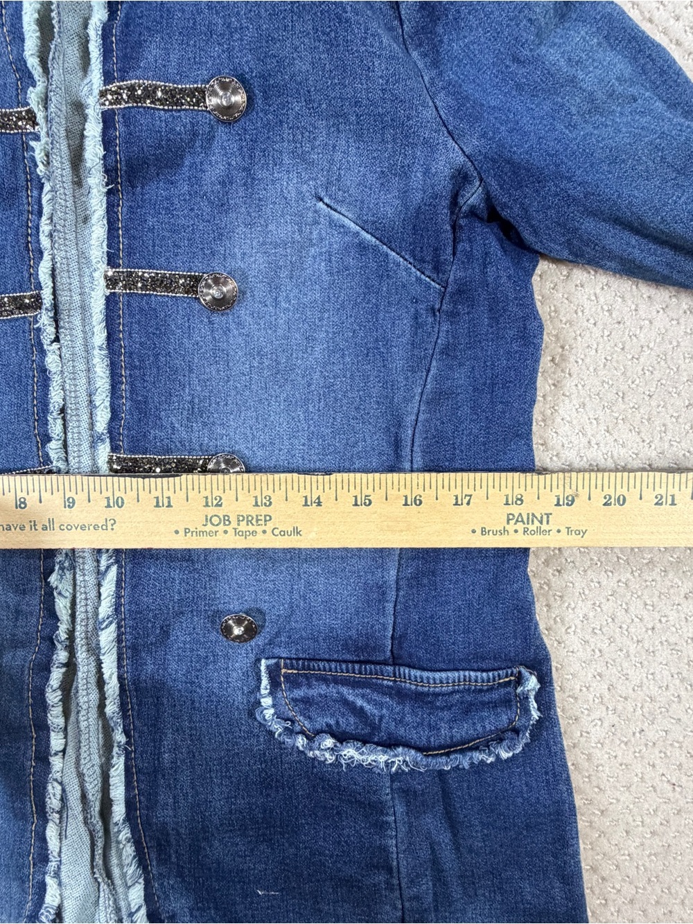 Napoleon Denim Jacket Womens Med Military Porter‎ Collective Blue Jean Open - Picture 10 of 12